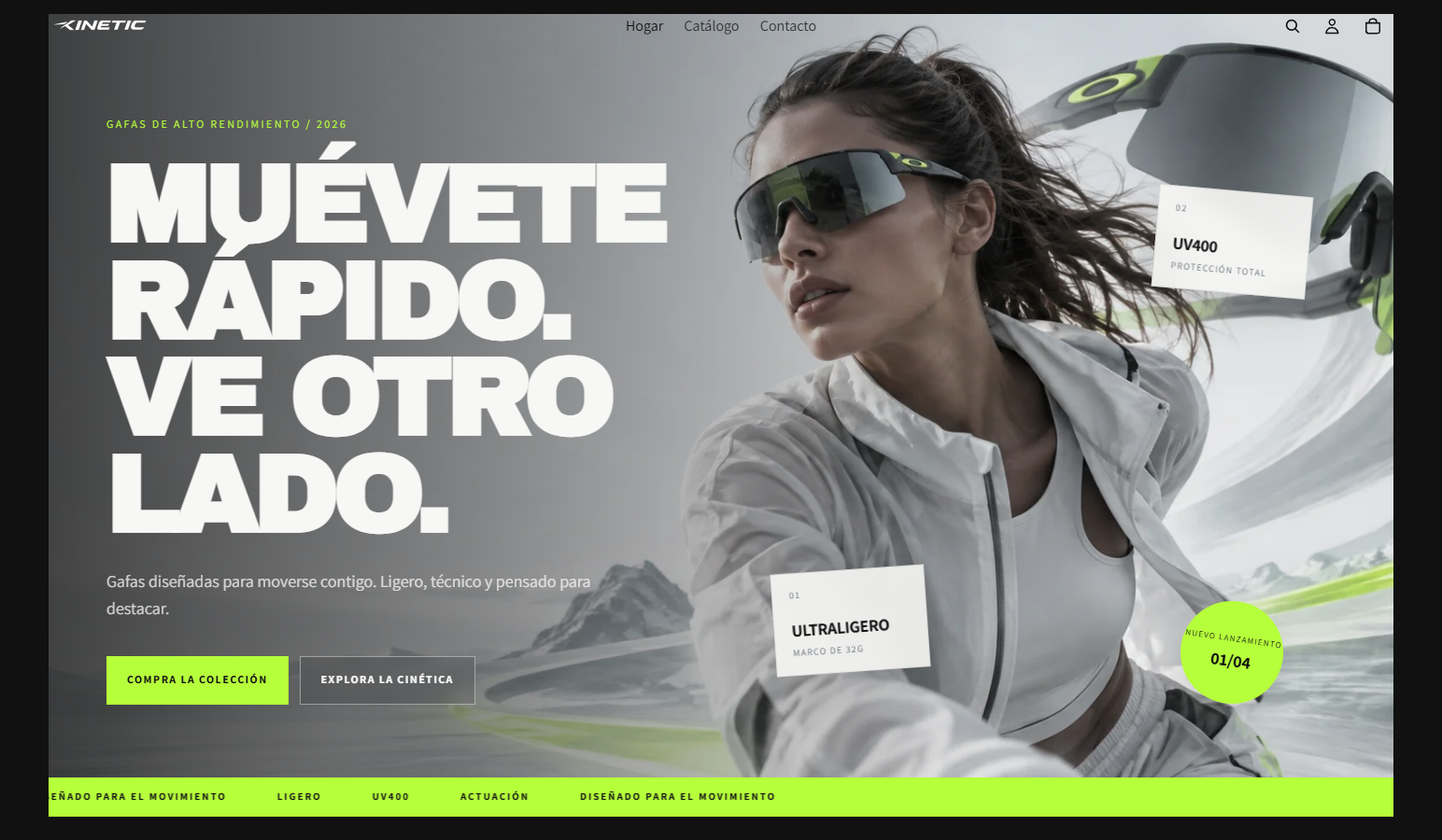 Hero principal personalizado de KINETIC