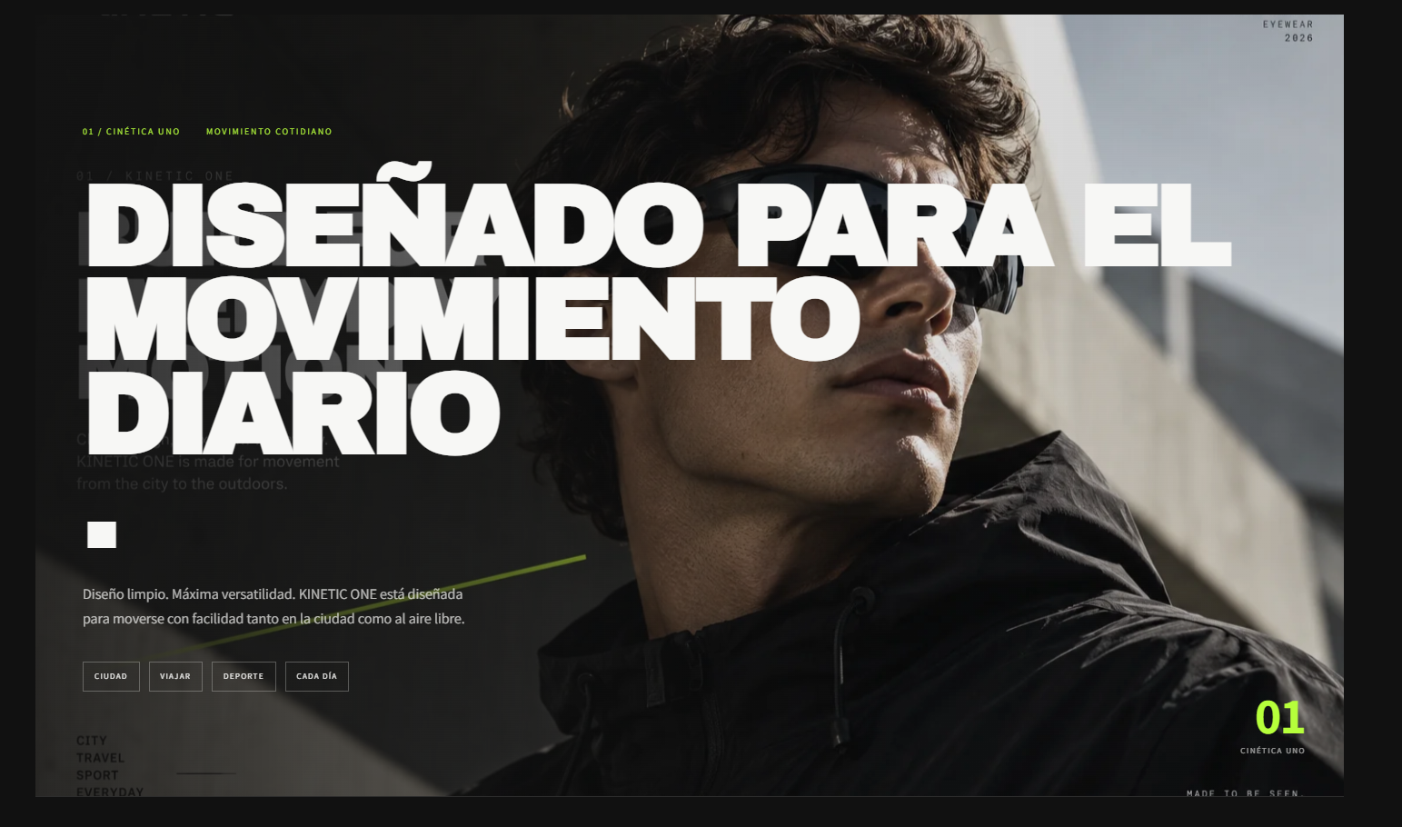 Experiencia editorial de producto de KINETIC